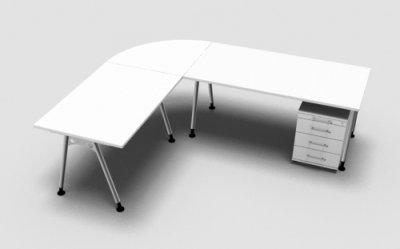 Schreibtisch-Kombination A972 weiss